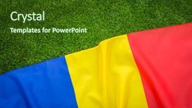  Presentation with free romania flag - Colorful PPT layouts enhanced with flags of romania on green backdrop and a  colored foreground