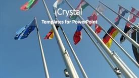  Presentation with international - Beautiful presentation theme featuring flags of some countries backdrop and a  colored foreground