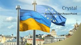  Presentation with european union - Presentation theme with flags-of-ukraine-and-european and a light blue colored foreground