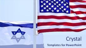  Presentation with israel - PPT theme featuring flags of usa and israel background and a sky blue colored foreground