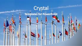  Presentation with sky blue - PPT theme with torch in different position isolated on white background and a light gray colored foreground