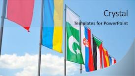  Presentation with world flags - Cool new presentation theme with flags on wind backdrop and a light blue colored foreground