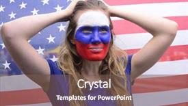  Presentation with soccer fans - Colorful presentation theme enhanced with hall in the background free backdrop and a light gray colored foreground.