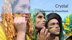  Presentation with soccer fans - Slide set with noodles in a white box on a wooden background close up shot background and a lemonade colored foreground