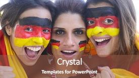  Presentation with soccer fans - Beautiful PPT layouts featuring flags volleyball - group of happy german soccer backdrop and a tawny brown colored foreground