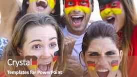  Presentation with soccer fans - PPT layouts having flags volleyball - group of happy german soccer background and a tawny brown colored foreground