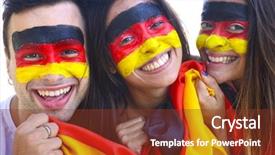  Presentation with soccer fans - Cool new slide deck with flags volleyball - group of happy german soccer backdrop and a tawny brown colored foreground