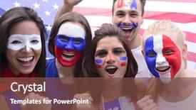  Presentation with usa soccer - Beautiful slide set featuring flags volleyball - group of happy usa soccer backdrop and a tawny brown colored foreground