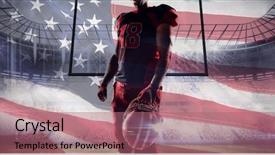  Presentation with golf player playing - PPT theme having flags volleyball - player holding rugby helmet background and a coral colored foreground