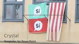  Presentation with elections - Slides featuring flags with voting yes for elections in catalonia spain background and a soft green colored foreground