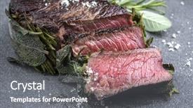  Presentation with dry - Presentation design featuring flagstone - dry aged barbecue entrecote steak background and a gray colored foreground