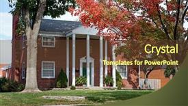  Presentation with tall - Colorful presentation theme enhanced with flagstone - red brick home with tall backdrop and a tawny brown colored foreground