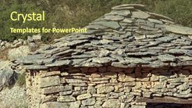  Presentation with roof - Amazing theme having flagstone - roof and building dry stone backdrop and a tawny brown colored foreground
