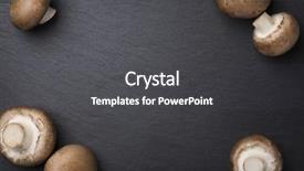  Presentation with dark grey - Slide deck consisting of flagstone - several champignon mushrooms isolated background and a dark gray colored foreground