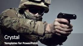  Presentation with armor - Presentation theme having flak - military man in camouflage uniform background and a black colored foreground