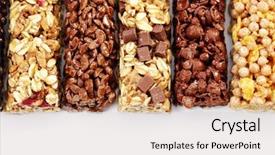  Presentation with granola - Cool new slides with chocolate corn flake - granola bars on white background backdrop and a light gray colored foreground