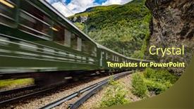  Presentation with automotive industry manufacture line - Slides with flam-line-norwegian-flamsbana background and a tawny brown colored foreground