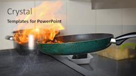  Presentation with restaurant kitchen - Colorful slide deck enhanced with flambeing vegetables in restaurant kitchen backdrop and a lemonade colored foreground