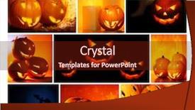  Presentation with holiday - Beautiful slide deck featuring flame border - halloween glowing pumpkins collage holiday backdrop and a tawny brown colored foreground