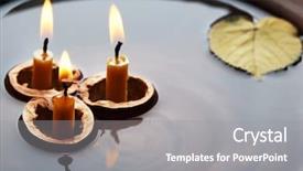  Presentation with floating - Colorful slides enhanced with flame border - leaves and three nutshells backdrop and a gray colored foreground