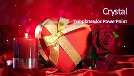  Presentation with design love - Slide set having flame border - valentine red heart gift box background and a crimson colored foreground