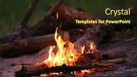  Presentation with campfire - Presentation theme consisting of flame-of-burning-wood background and a tawny brown colored foreground