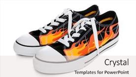  Presentation with tennis shoes - Colorful PPT theme enhanced with flame sneakers tennis shoes backdrop and a  colored foreground