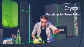  Presentation with pathology laboratory - Colorful presentation design enhanced with flame test - young chemist making experiments backdrop and a ocean colored foreground