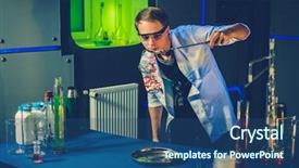  Presentation with laboratory - Cool new PPT layouts with flame test - young chemist making experiments backdrop and a ocean colored foreground