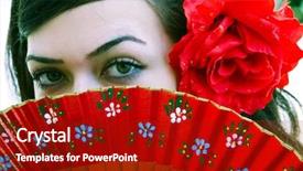  Presentation with spanish - Cool new theme with flamenco - spanish woman behind traditional fan backdrop and a crimson colored foreground