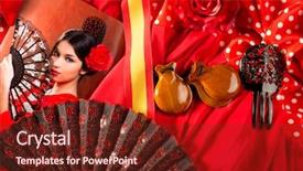  Presentation with espana - Audience pleasing slide set consisting of flamenco woman with bullfighter backdrop and a tawny brown colored foreground