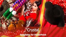  Presentation with espana - Theme featuring flamenco woman with bullfighter background and a crimson colored foreground