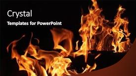 Presentation with elements - Presentation theme having flames-from-an-outdoor-fire background and a black colored foreground