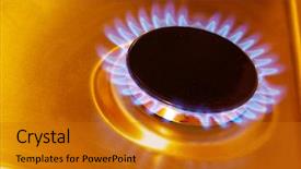  Presentation with natural gas - PPT layouts featuring flames of gas stove background and a gold colored foreground