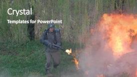  Presentation with ww2 film - PPT layouts featuring flamethrower - german soldier with flame-thrower ww2 background and a gray colored foreground