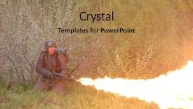  Presentation with german culture - PPT theme consisting of flamethrower - german soldier with flame-thrower ww2 background and a coral colored foreground