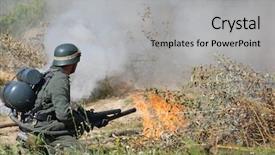  Presentation with flame - Cool new presentation theme with flamethrower - german soldier with flame-thrower ww2 backdrop and a  colored foreground
