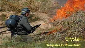  Presentation with flame - Presentation enhanced with flamethrower - german soldier with flame-thrower ww2 background and a  colored foreground