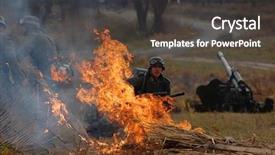  Presentation with flame - PPT layouts enhanced with flamethrower - german soldier with flame-thrower wwii background and a dark gray colored foreground