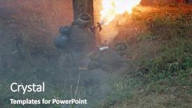  Presentation with flame - Cool new PPT theme with flamethrower - german soldier with flame-thrower backdrop and a  colored foreground