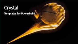  Presentation with wood basketball court - Amazing presentation theme having flaming basketball flying into darkness backdrop and a black colored foreground