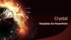  Presentation with roulette wheel - PPT theme featuring flaming-casino-roulette-wheel-concept background and a wine colored foreground