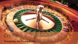  Presentation with roulette wheel - Cool new PPT layouts with flaming-casino-roulette-wheel-concept backdrop and a red colored foreground