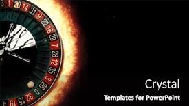  Presentation with roulette wheel - Amazing PPT theme having flaming-casino-roulette-wheel-concept backdrop and a black colored foreground