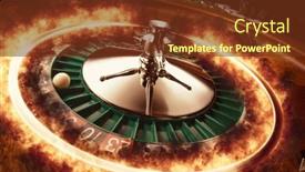  Presentation with roulette wheel - Beautiful slide deck featuring flaming-casino-roulette-wheel-concept backdrop and a tawny brown colored foreground