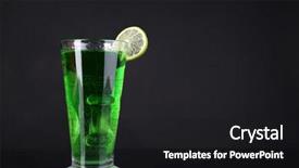  Presentation with dark green - Slide set consisting of flaming green cocktail on dark background and a  colored foreground