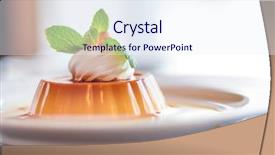  Presentation with mint - Amazing presentation having flan - close up of caramel custard backdrop and a sky blue colored foreground