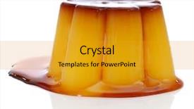  Presentation with sauce - Slide set featuring flan - closeup of a creme caramel background and a gold colored foreground