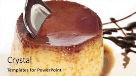  Presentation with creme caramel dessert - Slide set enhanced with flan - closeup of a creme caramel background and a yellow colored foreground