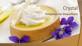  Presentation with dessert - Audience pleasing presentation design consisting of flan - fresh gourmet lemon dessert tart backdrop and a lemonade colored foreground